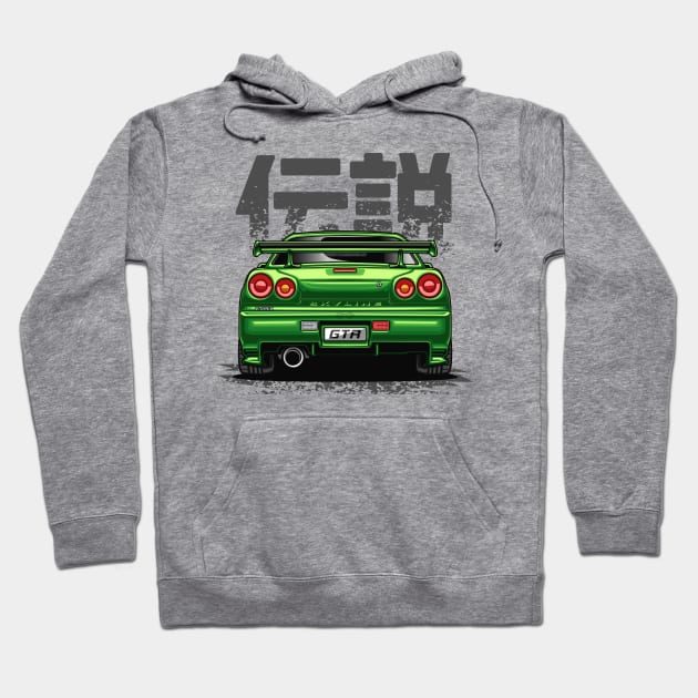 Monster Skyline GTR R34 (Envy Green) Hoodie by Jiooji Project